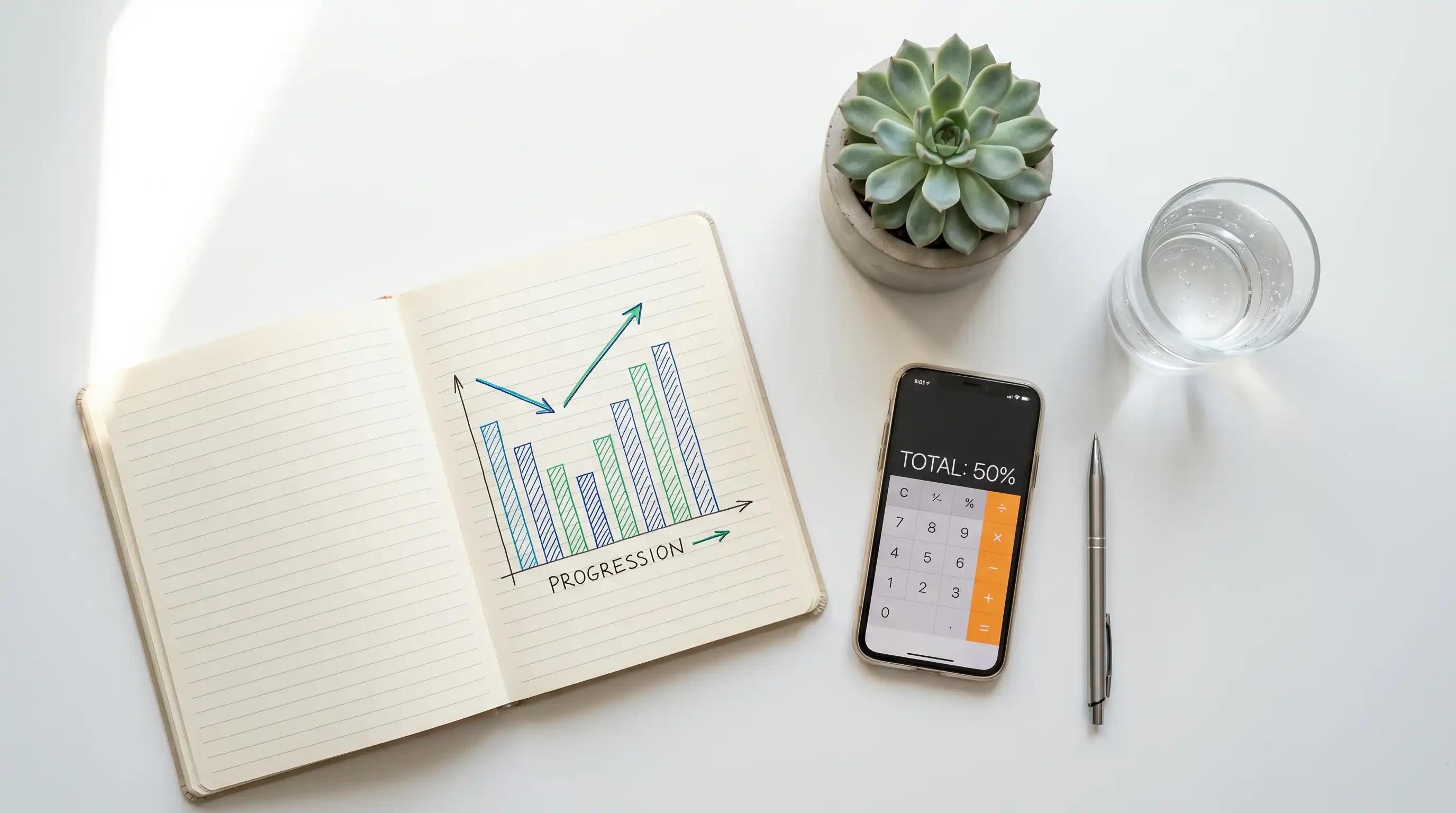 Cuaderno con planificación de bankroll para apuestas deportivas y regla del 1-3%
